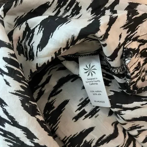 Athleta Women’s Kaftan Tunic Dress Cover Up Large Black White Cotton Silk - Picture 7 of 7